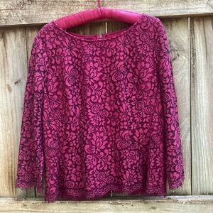 Alex Marie burgundy lace blouse